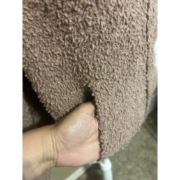 Skims Teddy Zip Up Crop Hoodie S/M Tan Brown Pockets Loungewear Fuzzy Soft - Picture 10 of 11